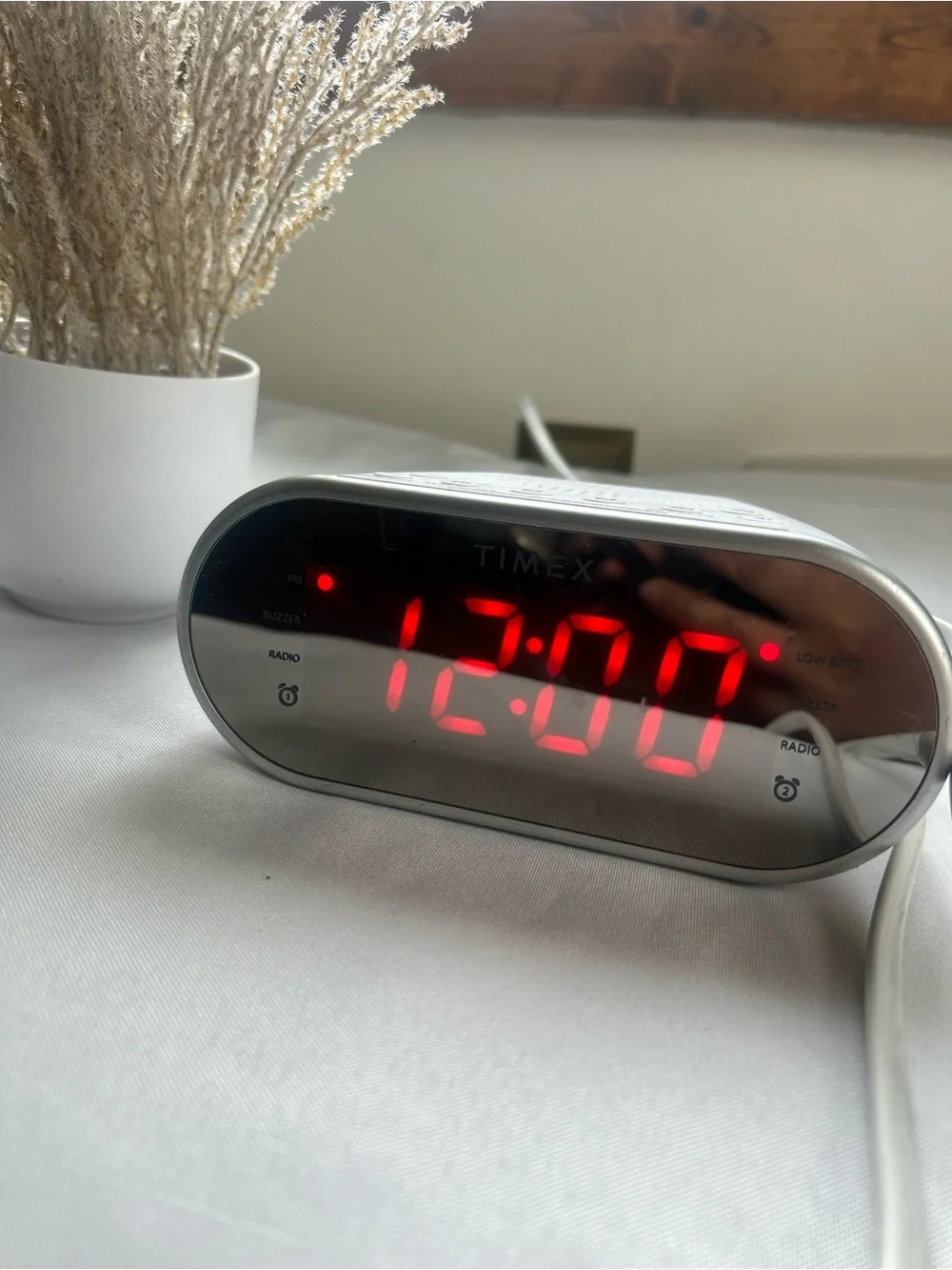 Timex Digital Alarm Clock - White with Red LED